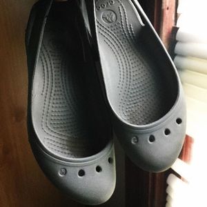 Gray slip on crocs